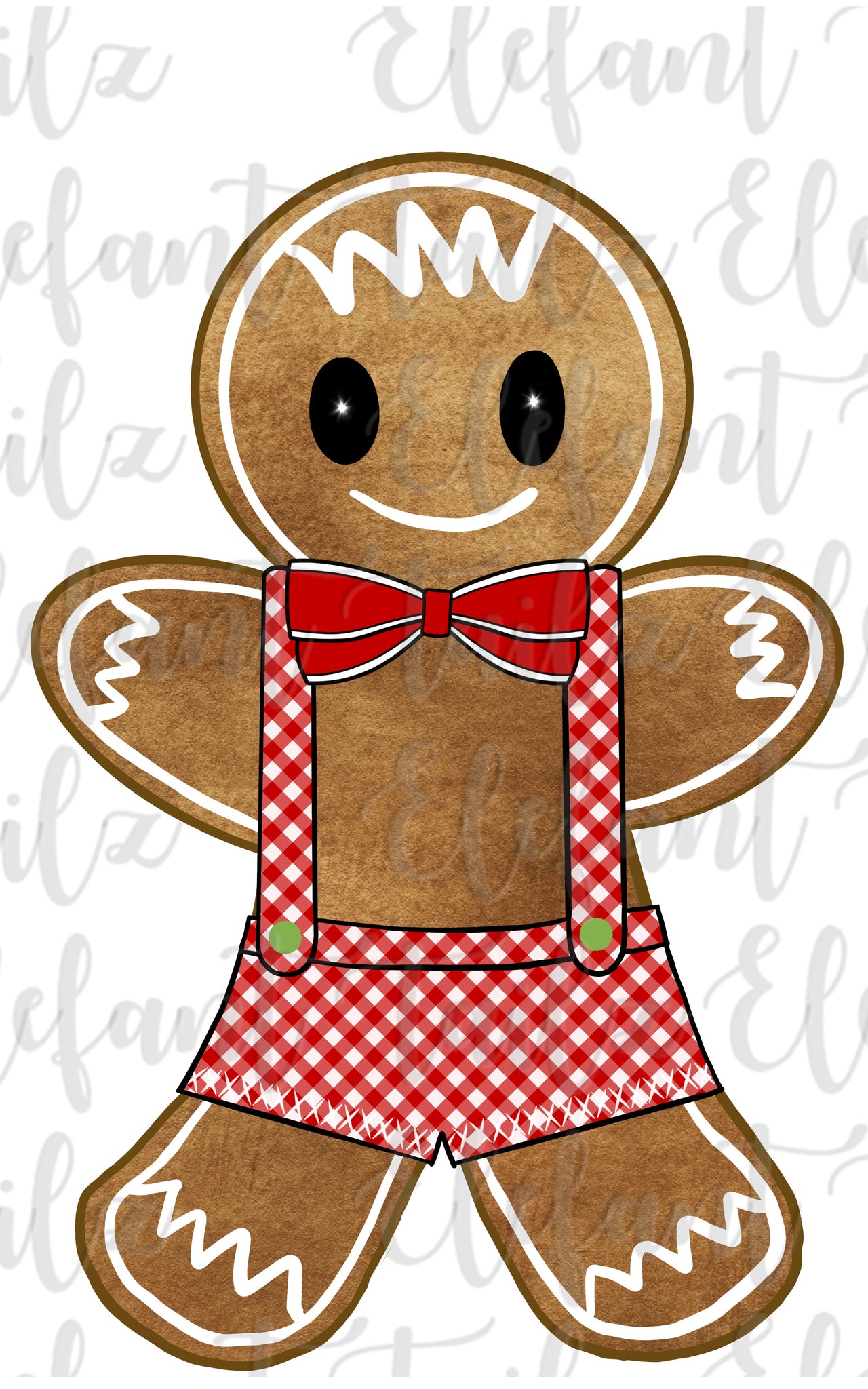 Gingerbread Boy Red Gingham Overalls