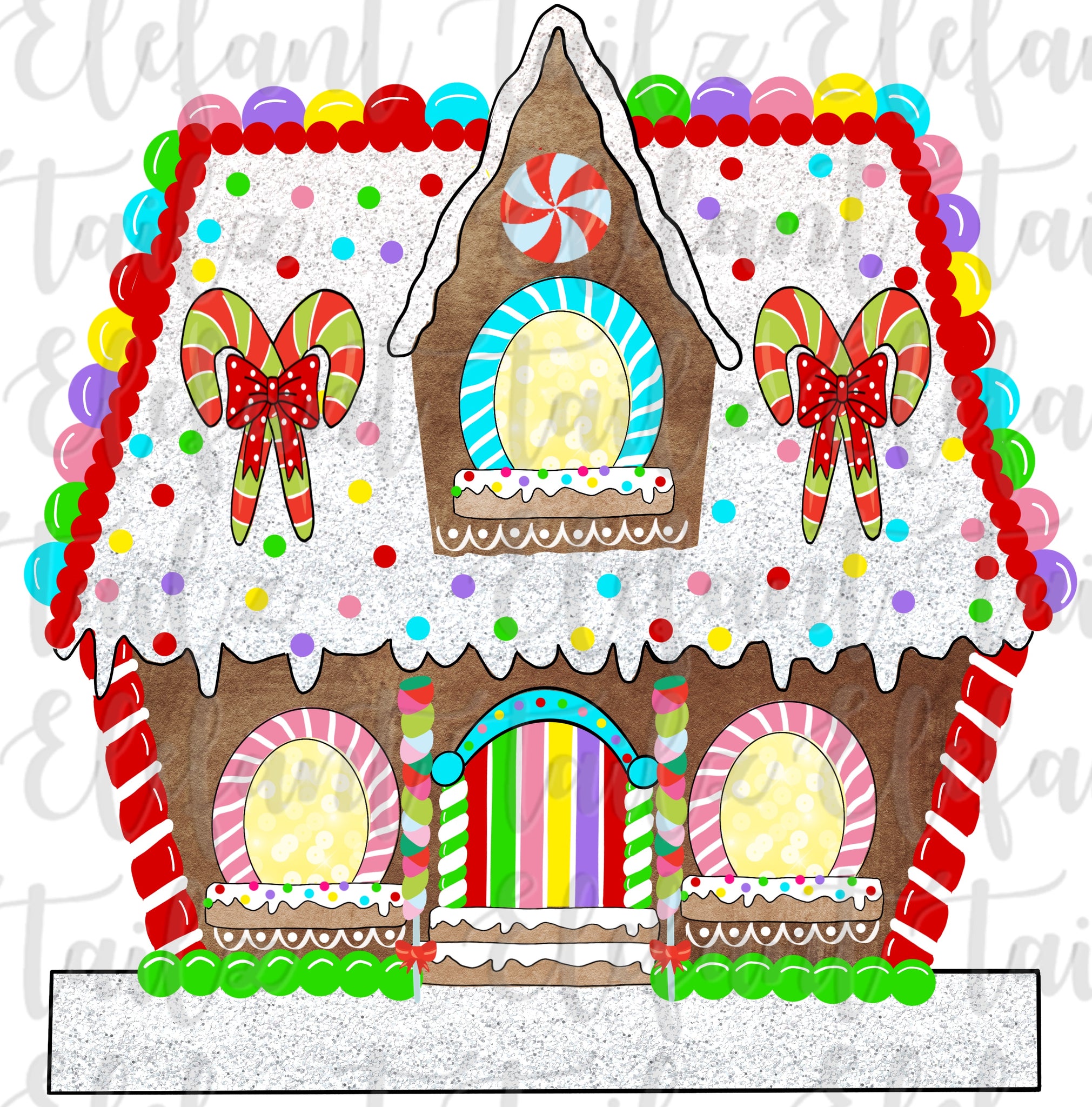 Gingerbread House 3 Windows - Blank