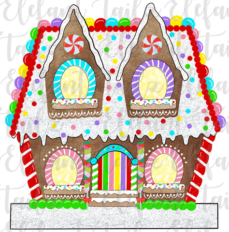 Gingerbread House 4 Windows - Blank