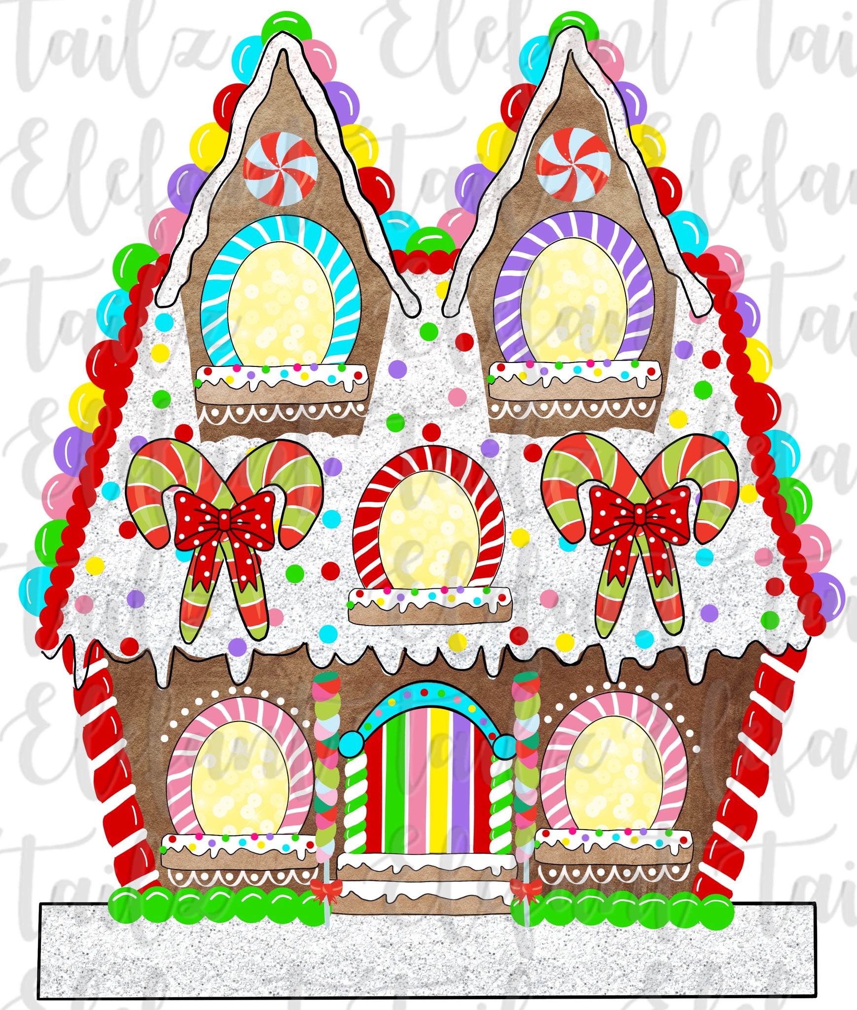Gingerbread House 5 Windows - Blank