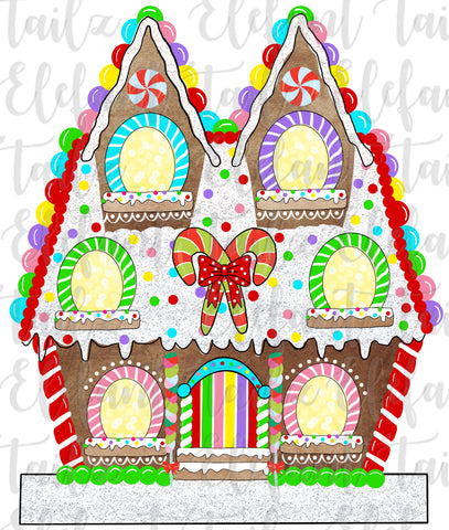 Gingerbread House 6 Windows - Blank