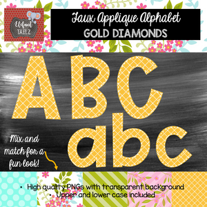 Alpha Pack - Faux Applique - Gold Diamonds