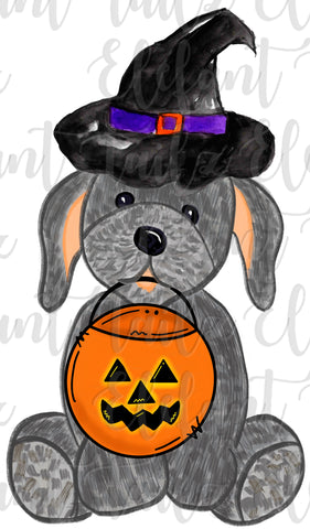 Halloween Witch Puppy - Gray