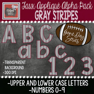 Game Day Series Alpha & Number Pack - Gray Stripes
