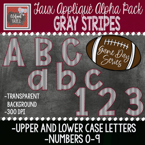 Game Day Series Alpha & Number Pack - Gray Stripes