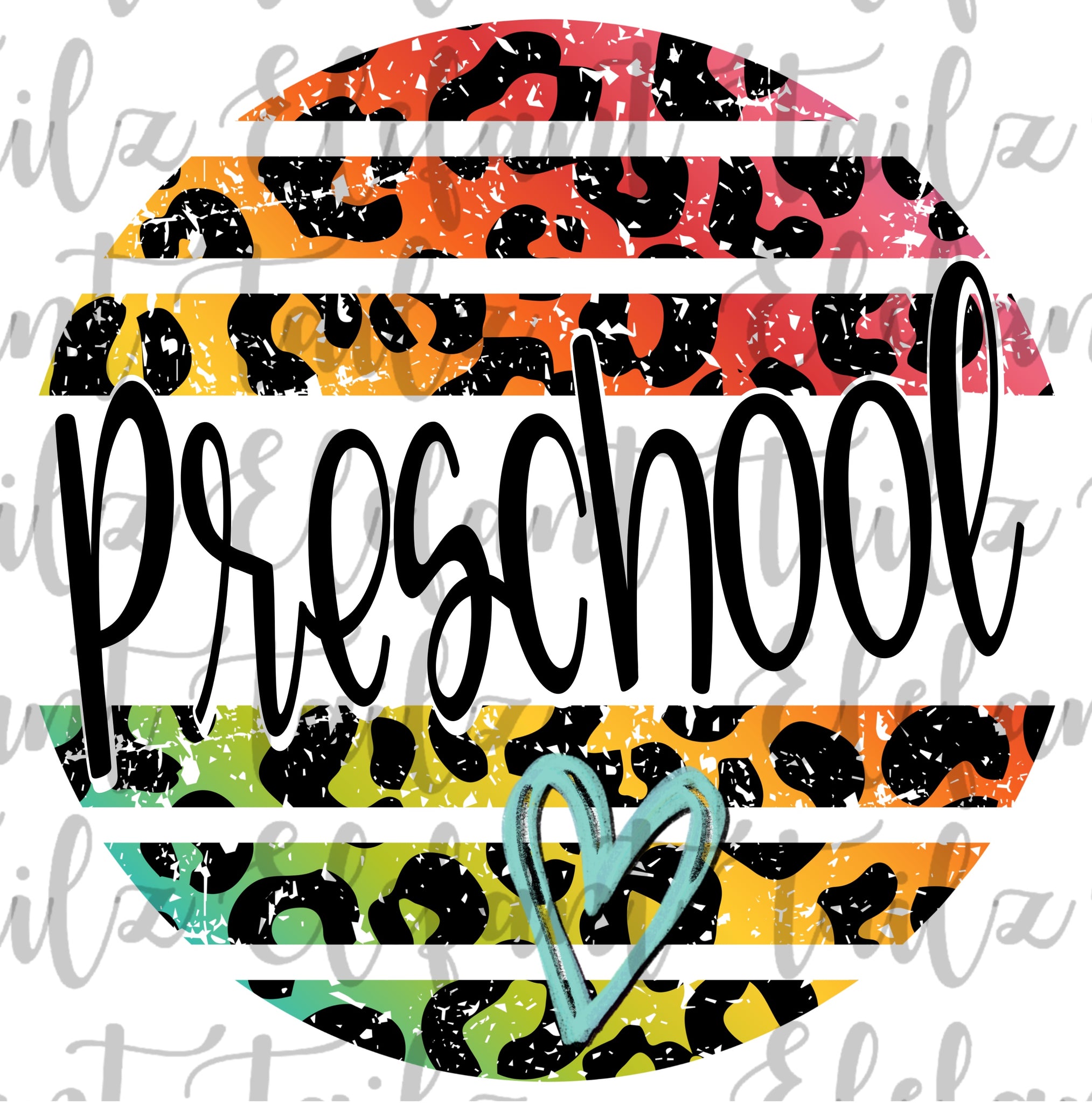 Grunge Rainbow Leopard Circle Preschool