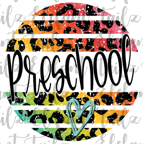 Grunge Rainbow Leopard Circle Preschool