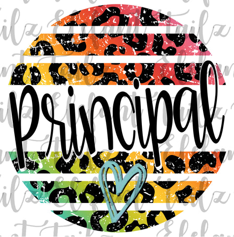 Grunge Rainbow Leopard Circle Principal