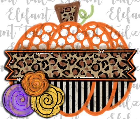 Halloween Dot & Stripe Pumpkin & Flowers #2