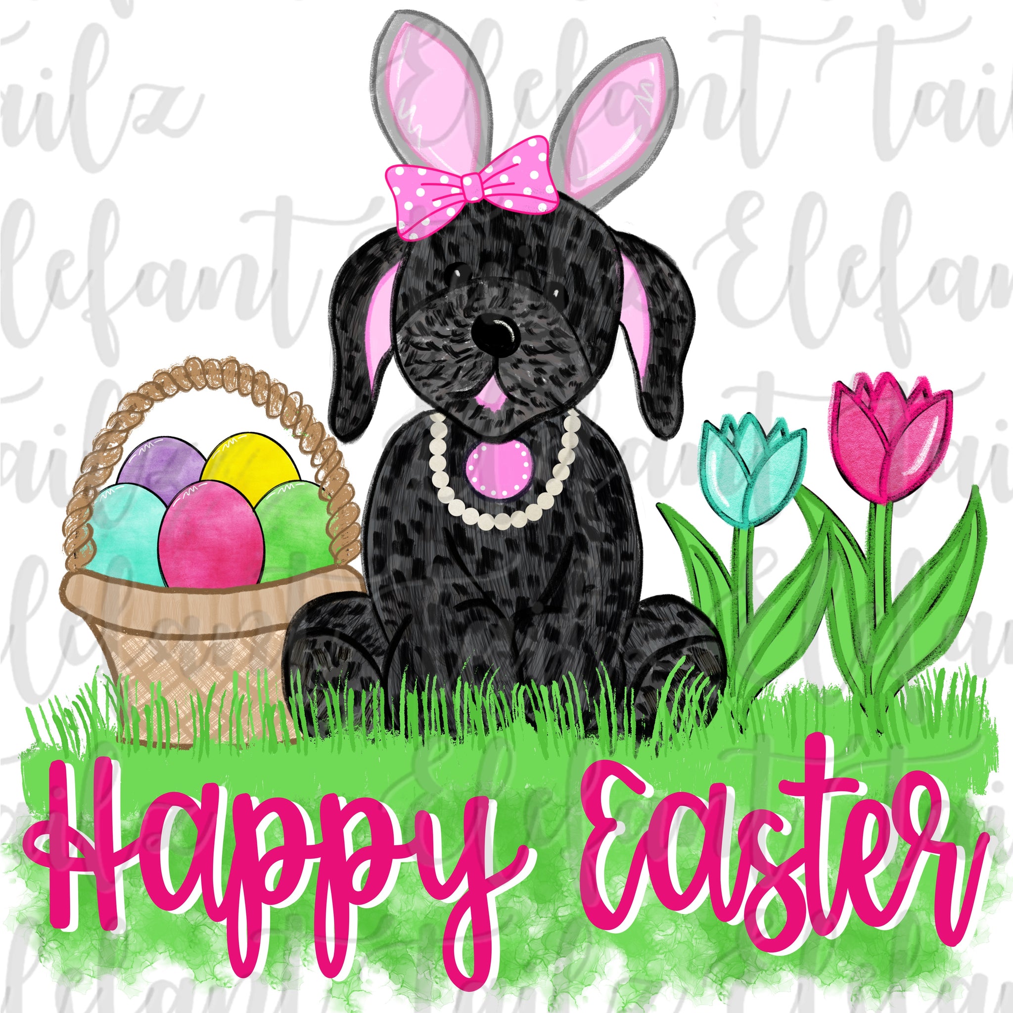 Happy Easter Girl Puppy - Black