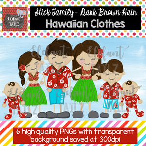 Hawaiian Family - Dark Brown Hair