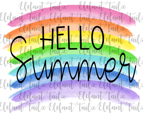 Hello Summer Watercolor Rainbow