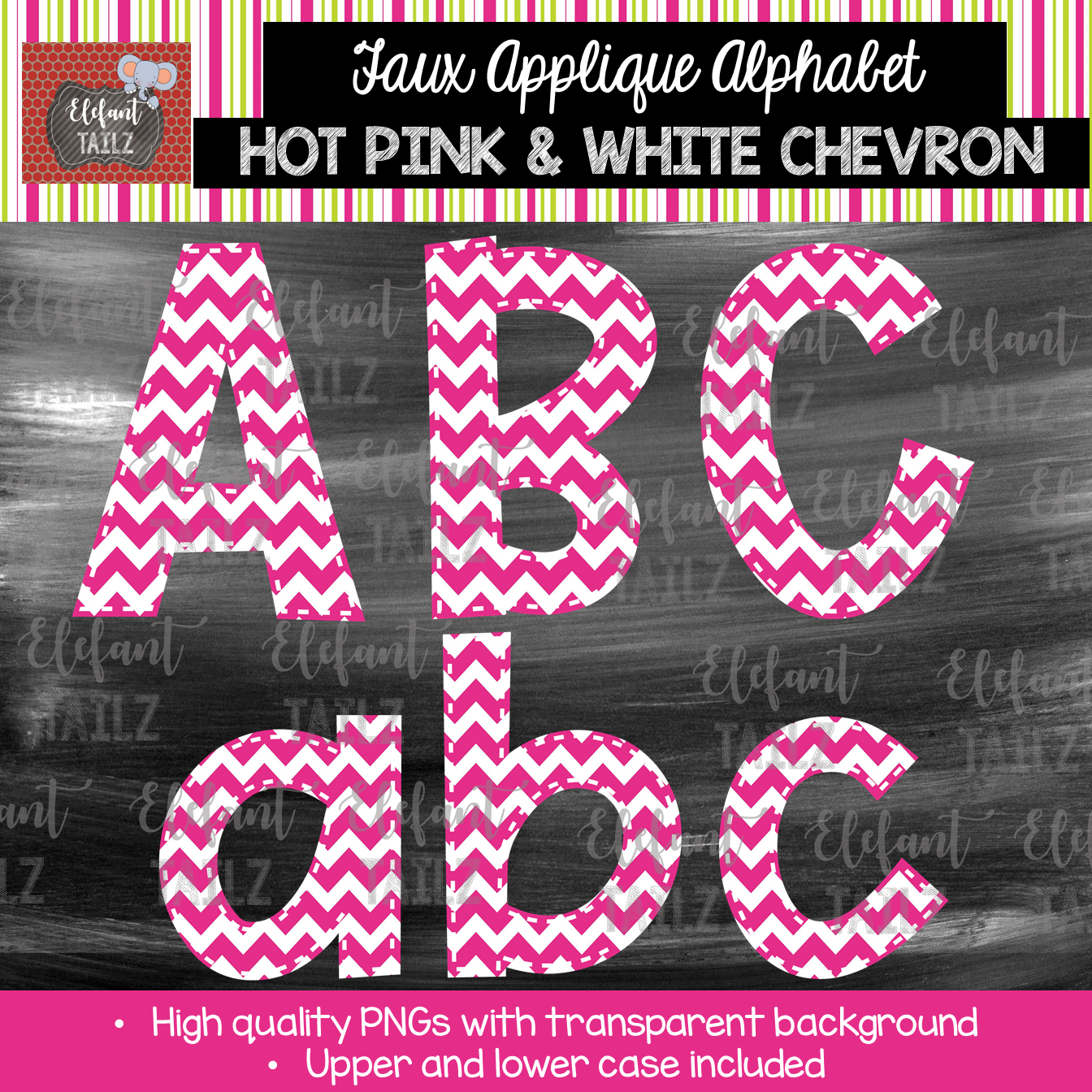 Alpha Pack - Hot Pink and White Chevron