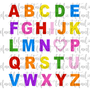 Multicolored I Love U Alphabet