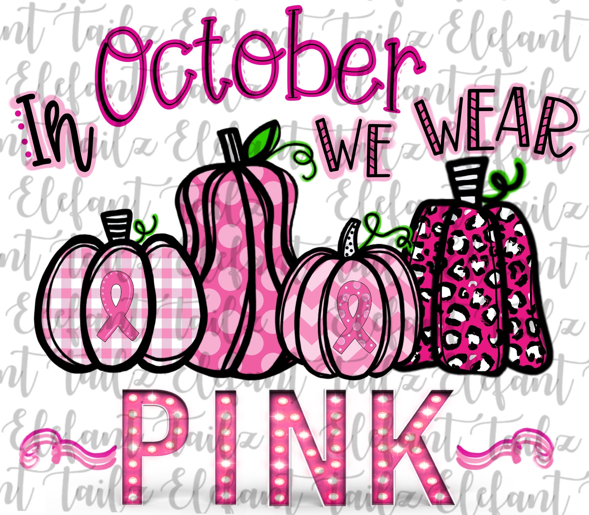 In October We Wear Pink Breast Cancer Awareness Pumpkins #3