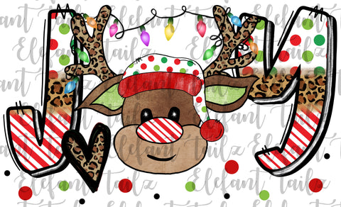 TRANSFER:  Joy Reindeer - Red, Lime, & Leopard
