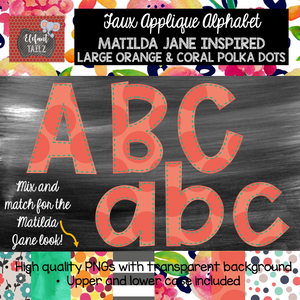 Alpha Pack - Faux Applique - Jumbo Orange & Coral Polka Dots