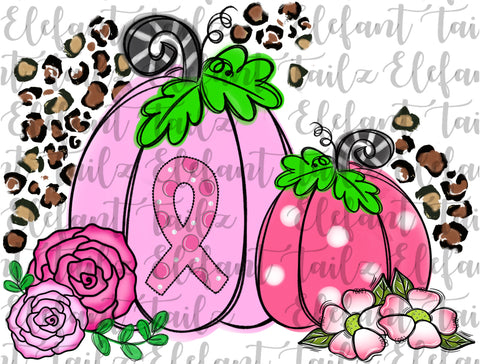Breast Cancer Awareness - Leopard, Pumpkins, & Flowers