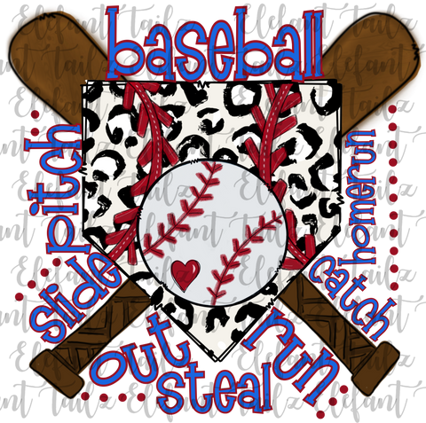 Baseball Leopard Base Word Art