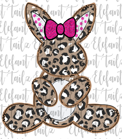 Leopard Bunny Pink Bow