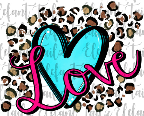 Love Aqua Watercolor Heart