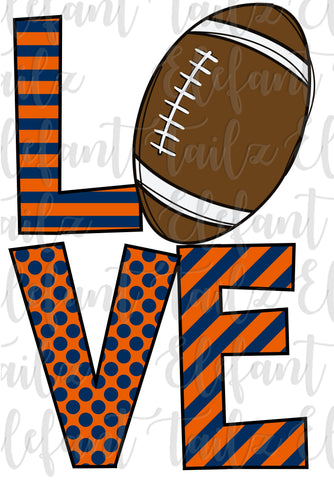 Love Football Vertical Orange & Navy