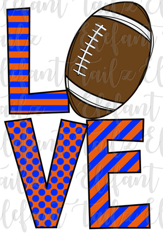 Love Football Vertical Orange & Royal