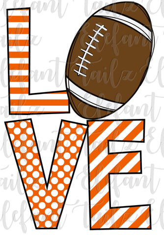Love Football Vertical Orange & White