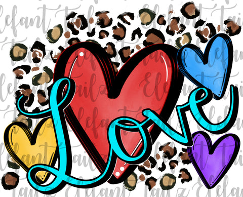 Love Watercolor Colorful Hearts