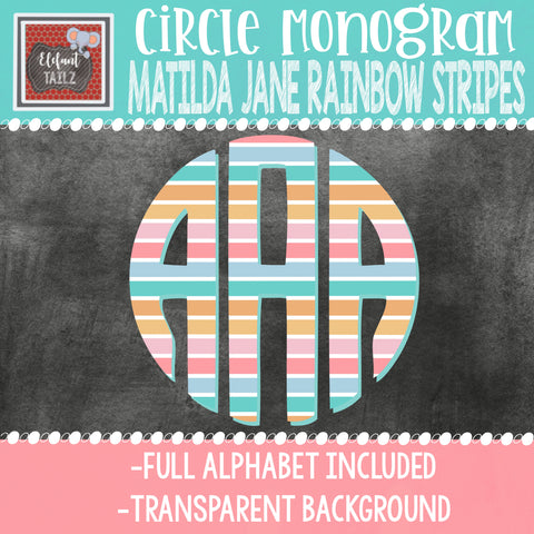 Rainbow Stripes Circle Monogram