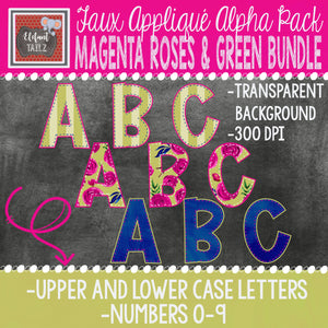 Alpha & Number Pack - Magenta Roses & Green BUNDLE