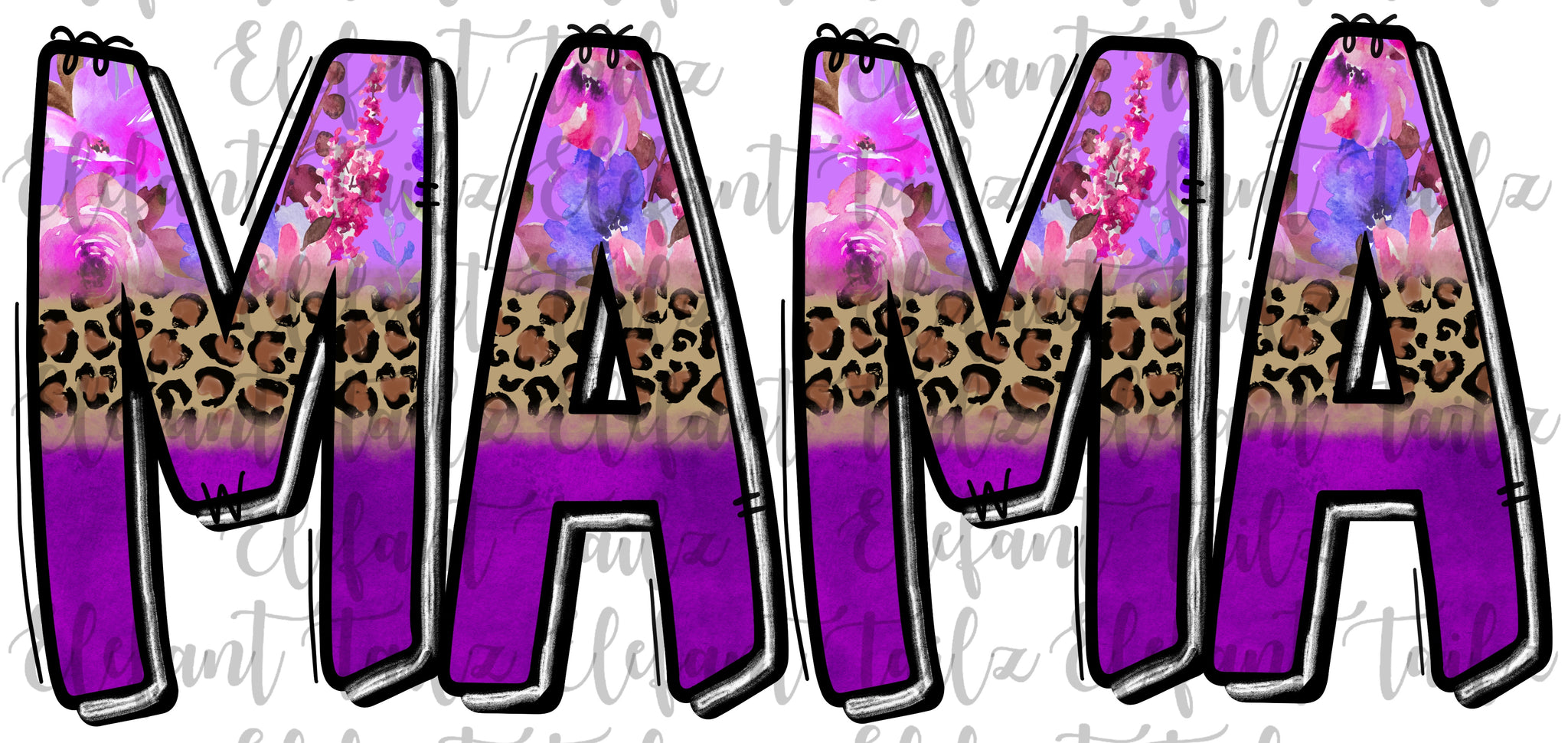 Mama Purple Floral Leopard