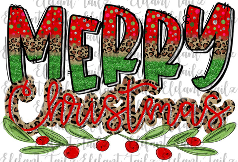Merry Christmas Lime Leopard & Dots 1