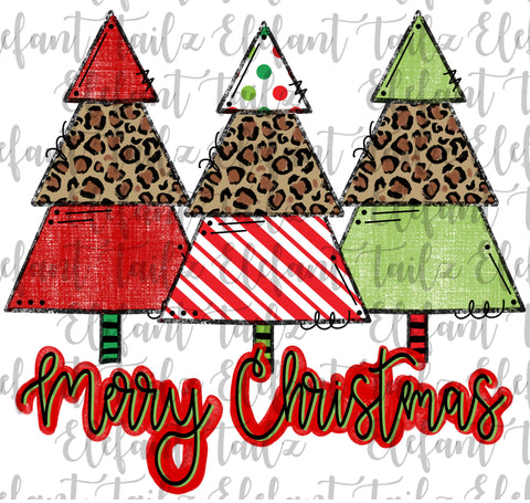 TRANSFER:  Merry Christmas Tree Trio - Red, Lime, & Leopard
