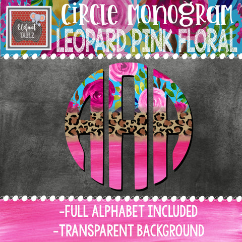 Leopard Pink Floral Circle Monogram