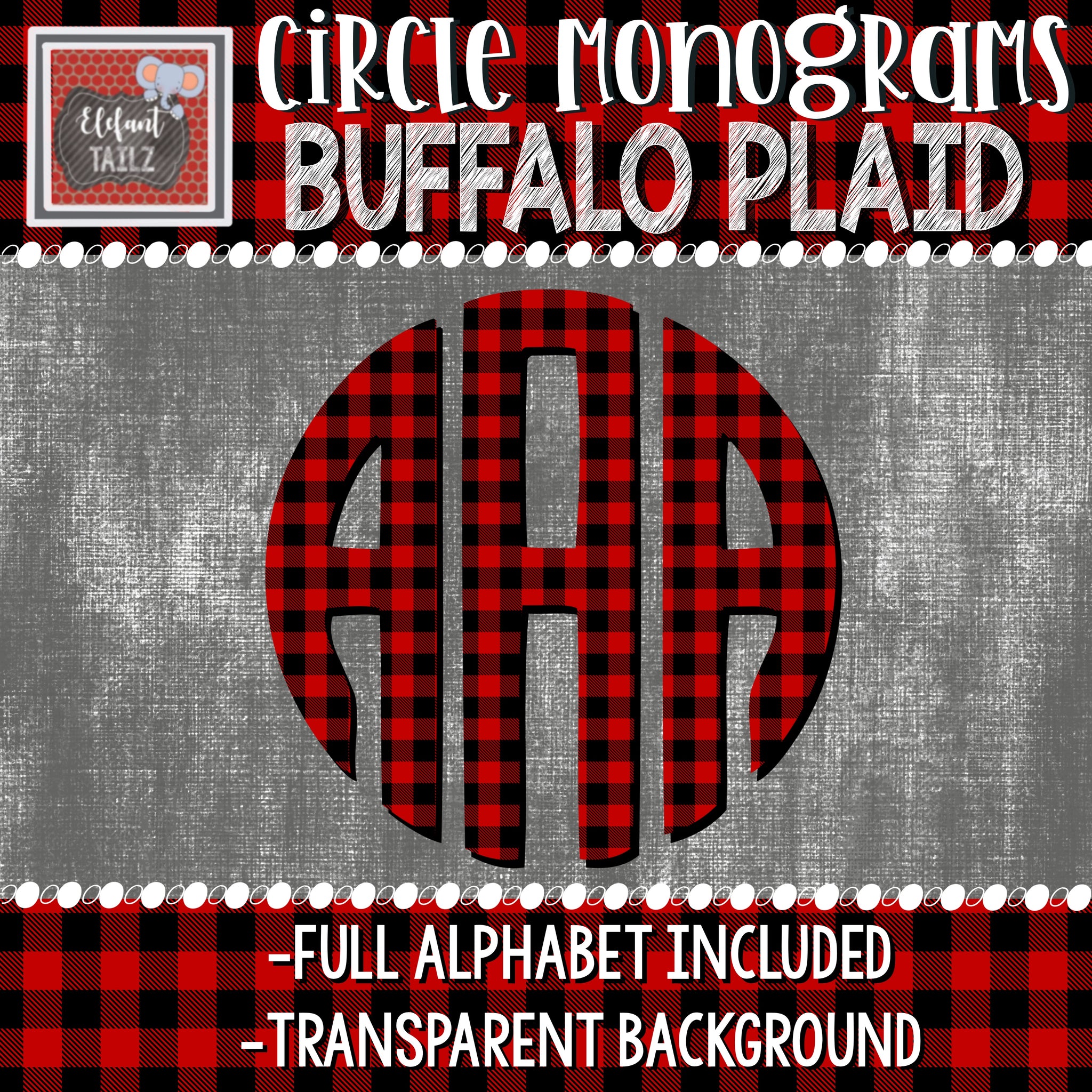 Circle Monogram - Buffalo Plaid