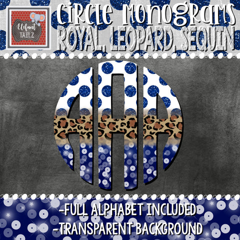 Circle Monogram - Royal Blue, Leopard, Sequin