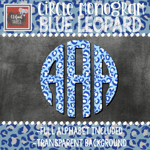 Blue Leopard Circle Monogram