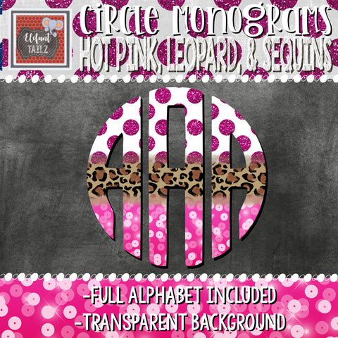 Circle Monogram - Hot Pink, Leopard, & Sequins