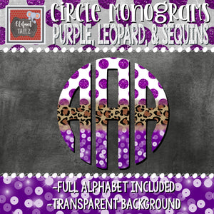 Circle Monogram - Purple, Leopard, & Sequins