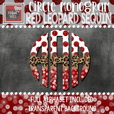 Circle Monogram - Red, Leopard, Sequin