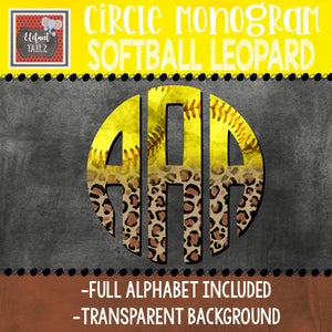 Softball Leopard Circle Monogram