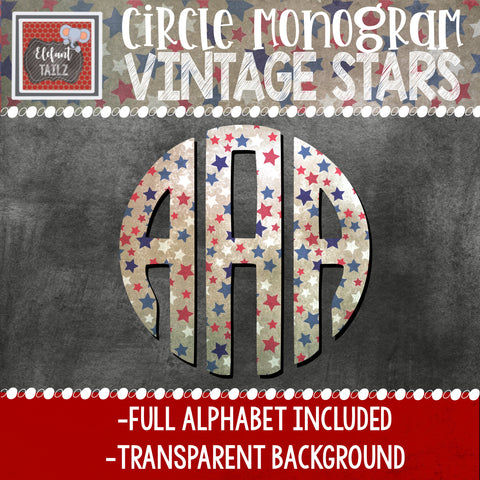 Circle Monogram - Vintage Stars