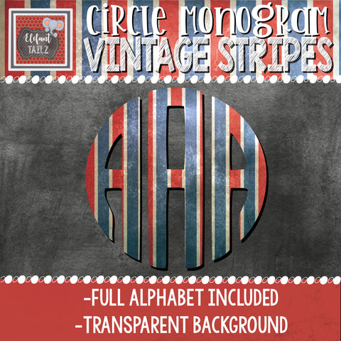 Circle Monogram - Vintage Stripes