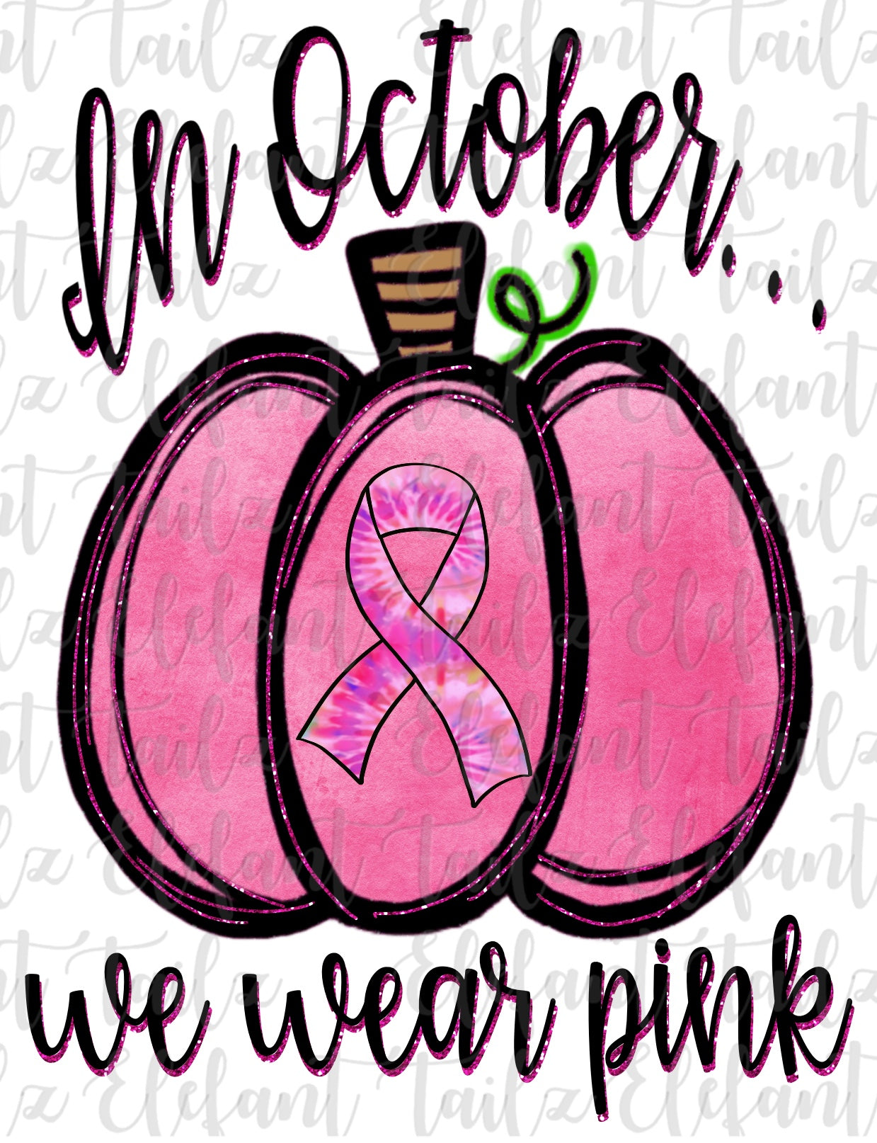 October Wear Pink Tie Dye Ribbon Pumpkin