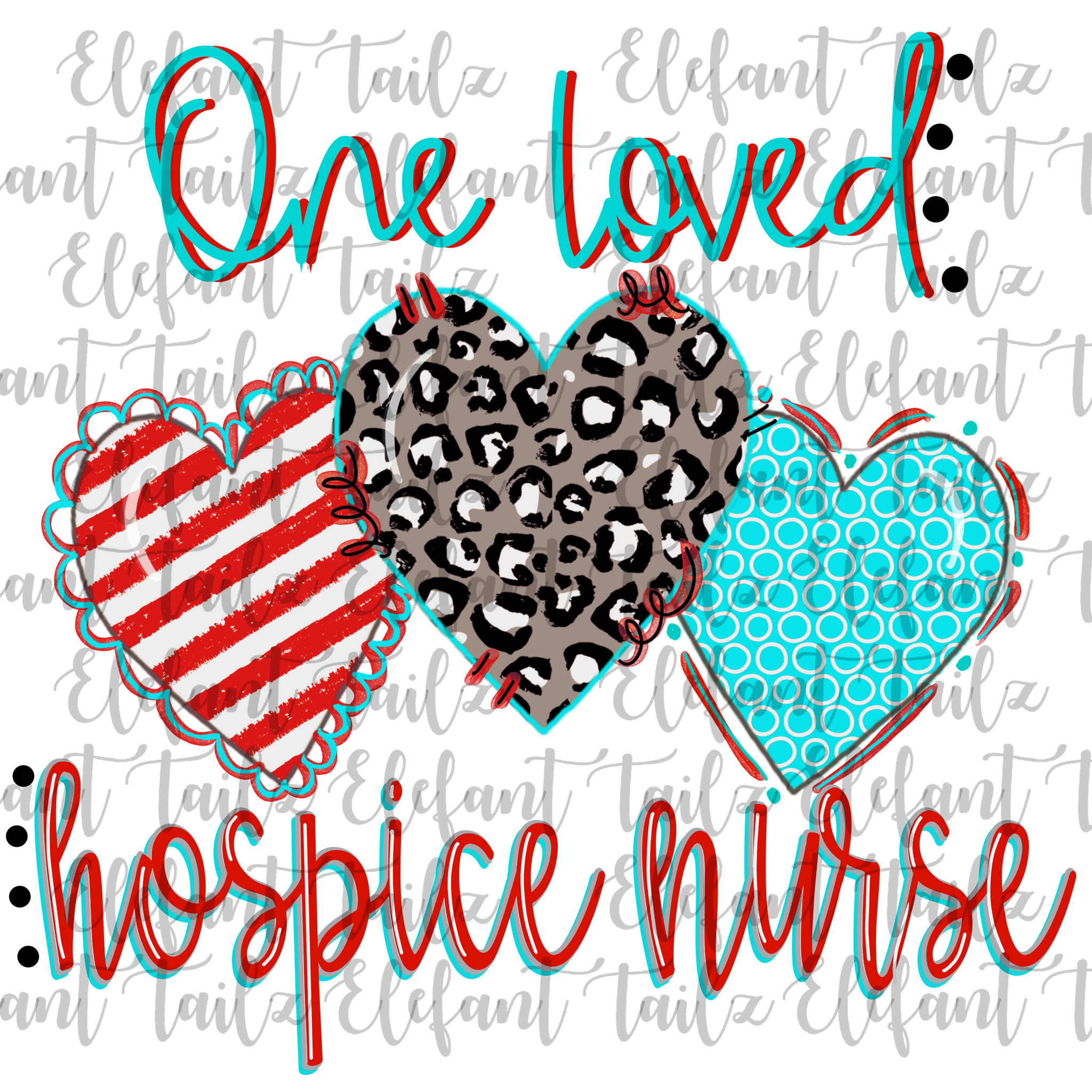 One Loved Hospice Nurse Leopard Heart Trio