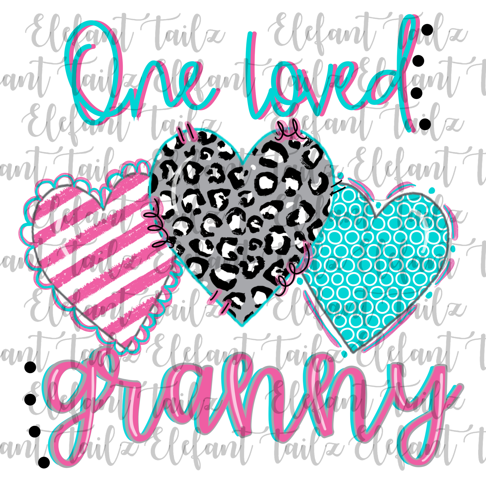 One Loved Granny Leopard Heart Trio