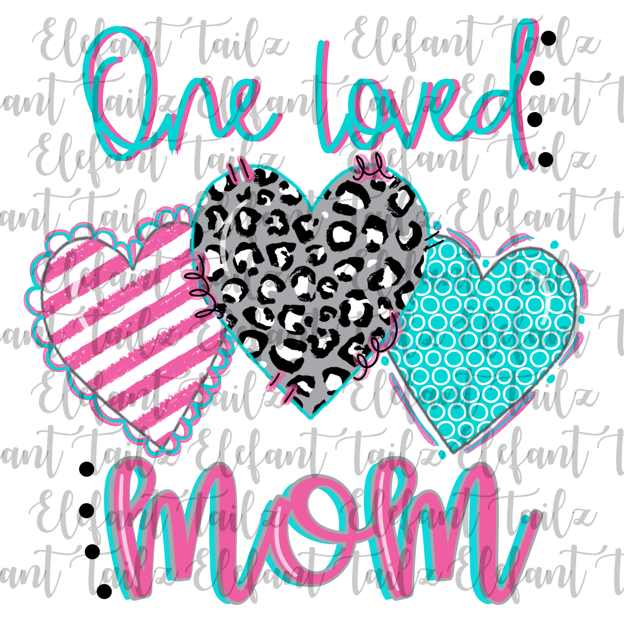 One Loved Mom Leopard Heart Trio