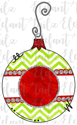 Ornament - Lime & Red Chevron
