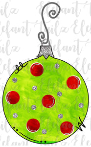 Ornament - Lime & Red Polka Dots